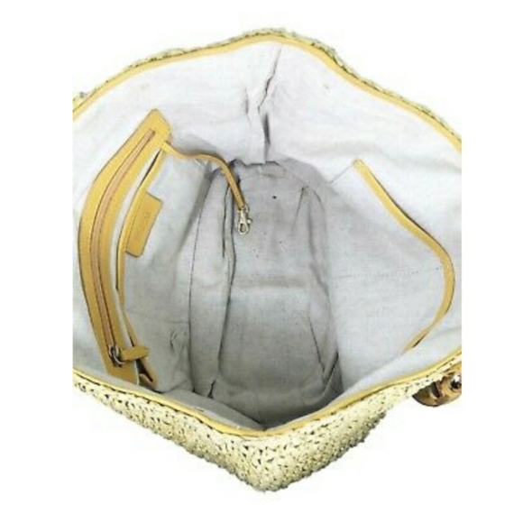 Michael Kors "Santorini" Sun Orange Straw Tote Bag - Picture 4 of 6